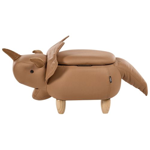 Tabouret De Rangement Animal Triceratops Tissu Marron Dinosaure