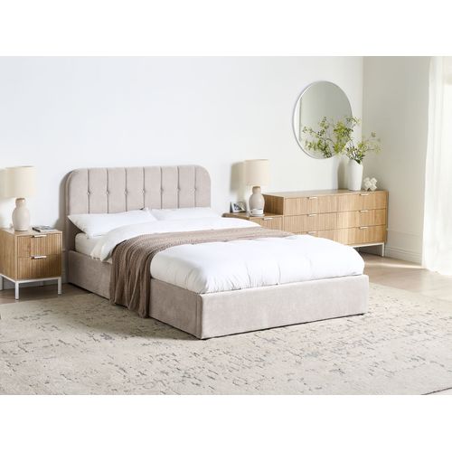 Lit Ottoman Tissu Chenille Challans 140 X 200 Cm Beige