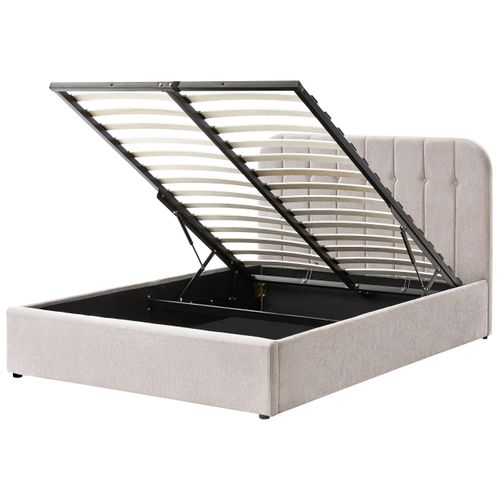 Lit Ottoman Tissu Chenille Challans 140 X 200 Cm Beige