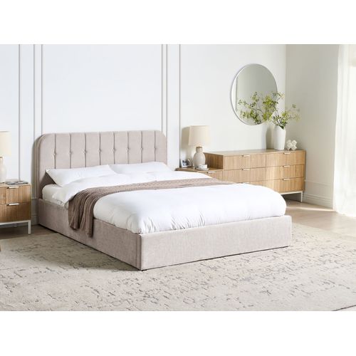 Lit Ottoman Tissu Chenille Challans 160 X 200 Cm Beige