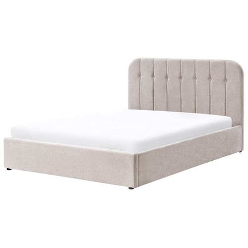 Lit Ottoman Tissu Chenille Challans 160 X 200 Cm Beige