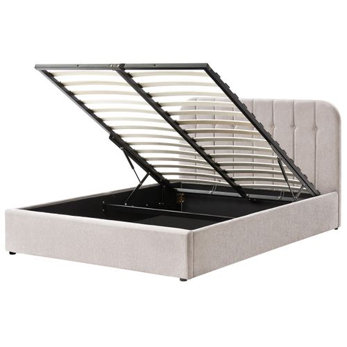 Lit Ottoman Tissu Chenille Challans 160 X 200 Cm Beige