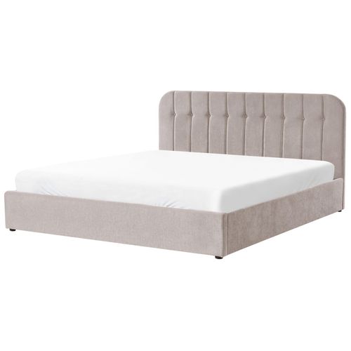 Lit Ottoman Tissu Chenille Challans 180 X 200 Cm Beige