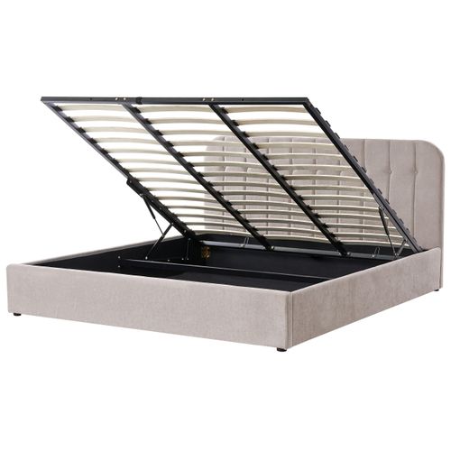 Lit Ottoman Tissu Chenille Challans 180 X 200 Cm Beige