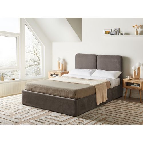 Lit Ottoman Tissu Chenille Arbois 140 X 200 Cm Taupe