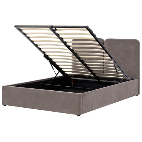 Lit Ottoman Tissu Chenille Arbois 140 X 200 Cm Taupe