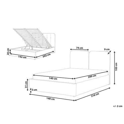 Lit Ottoman Tissu Chenille Arbois 140 X 200 Cm Taupe