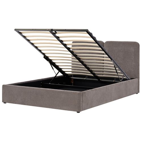 Lit Ottoman Tissu Chenille Arbois 160 X 200 Cm Taupe