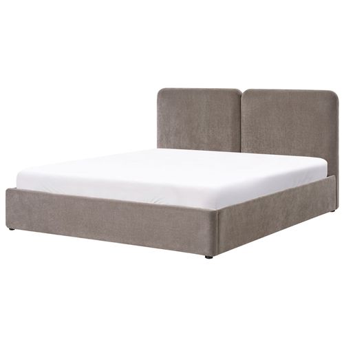 Lit Ottoman Tissu Chenille Arbois 180 X 200 Cm Taupe