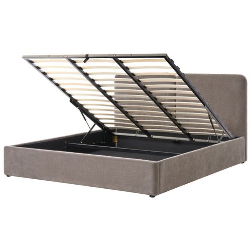 Lit Ottoman Tissu Chenille Arbois 180 X 200 Cm Taupe