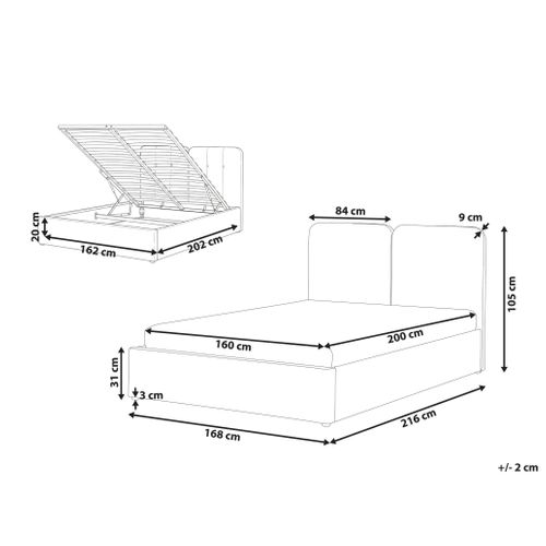Lit Ottoman Tissu Arbois 160 X 200 Cm Beige