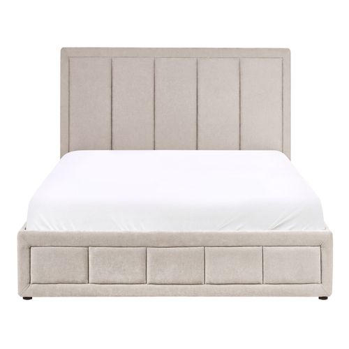 Lit Ottoman Tissu Chenille Quiberon 140 X 200 Cm Beige