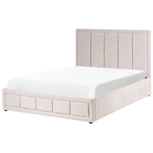 Lit Ottoman Tissu Chenille Quiberon 140 X 200 Cm Beige