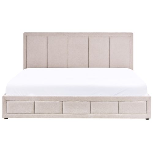 Lit Ottoman Tissu Chenille Quiberon 180 X 200 Cm Beige