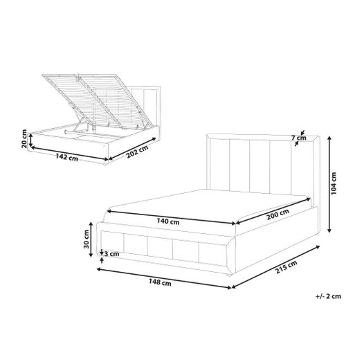 Lit Ottoman Tissu Quiberon 140 X 200 Cm Taupe