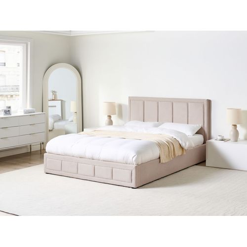 Lit Ottoman Tissu Quiberon 160 X 200 Cm Taupe