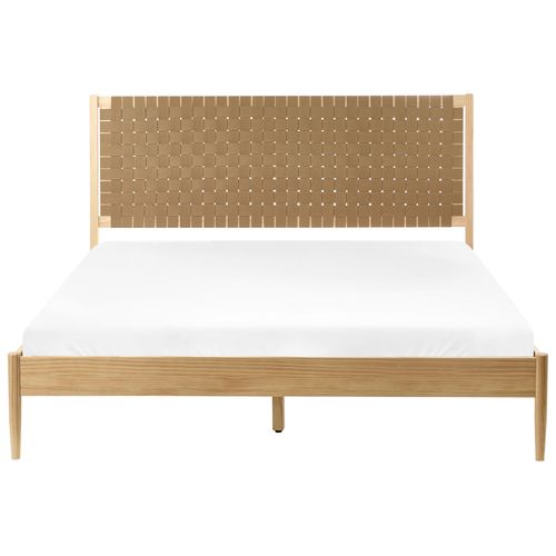 Lit Avec Sommier Bois De Pin Brunemont 160 X 200 Cm Marron Clair