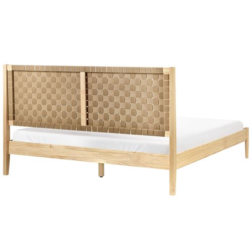 Lit Avec Sommier Bois De Pin Brunemont 180 X 200 Cm Marron Clair