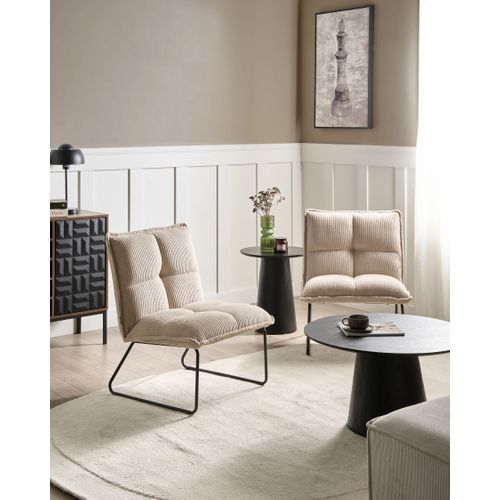 Lot De 2 Fauteuils Bjasta Velours Côtelé Beige