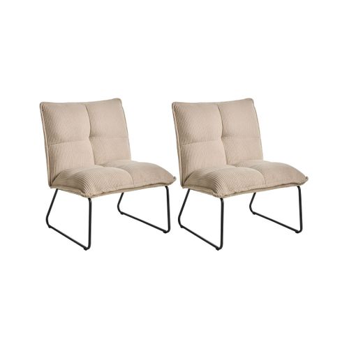 Lot De 2 Fauteuils Bjasta Velours Côtelé Beige