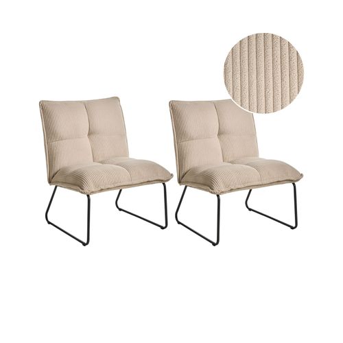 Lot De 2 Fauteuils Bjasta Velours Côtelé Beige