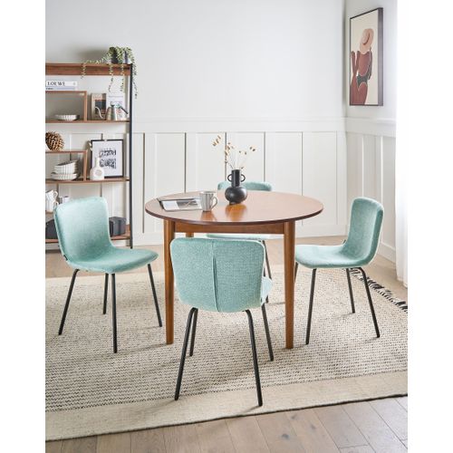 Lot De 4 Chaises De Salle à Manger Caldwell Tissu Vert Menthe