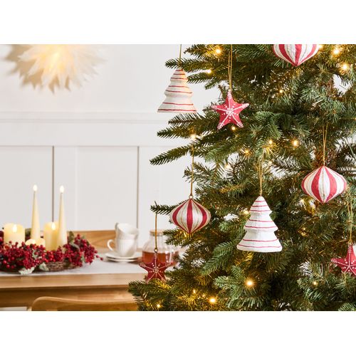 Lot De 12 Décorations Pour Sapin De Noël Gidealven Papier-mâché Rouge/blanc