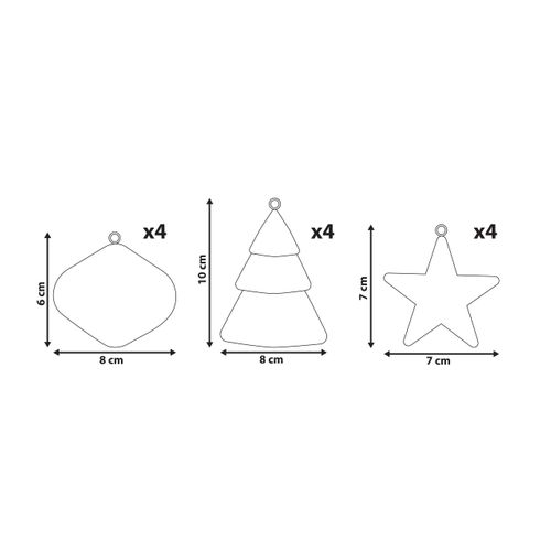 Lot De 12 Décorations Pour Sapin De Noël Gidealven Papier-mâché Rouge/blanc