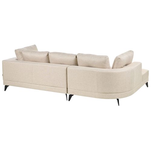 Canapé D'angle 3 Places Marum Lin Synthétique Beige Clair Côté Droit