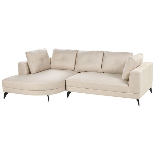 Canapé D'angle 3 Places Marum Lin Synthétique Beige Clair Côté Droit