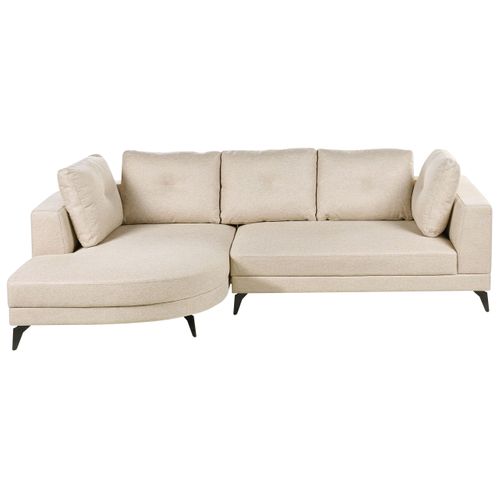 Canapé D'angle 3 Places Marum Lin Synthétique Beige Clair Côté Droit