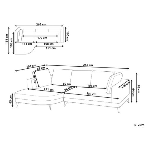 Canapé D'angle 3 Places Marum Lin Synthétique Beige Clair Côté Droit
