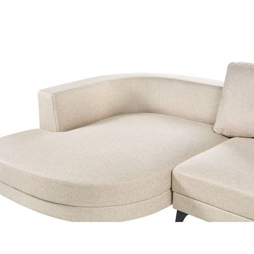 Canapé D'angle 3 Places Marum Lin Synthétique Beige Clair Côté Droit