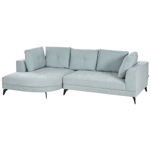 Canapé D'angle 3 Places Marum Tissu Chenille Bleu Clair Côté Droit