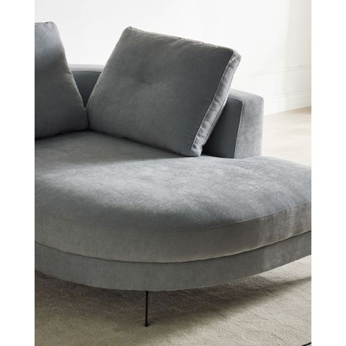 Canapé D'angle 3 Places Marum Tissu Chenille Bleu Clair Côté Gauche