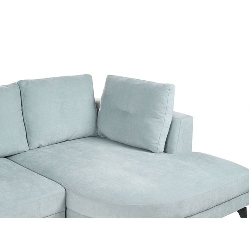 Canapé D'angle 3 Places Marum Tissu Chenille Bleu Clair Côté Gauche