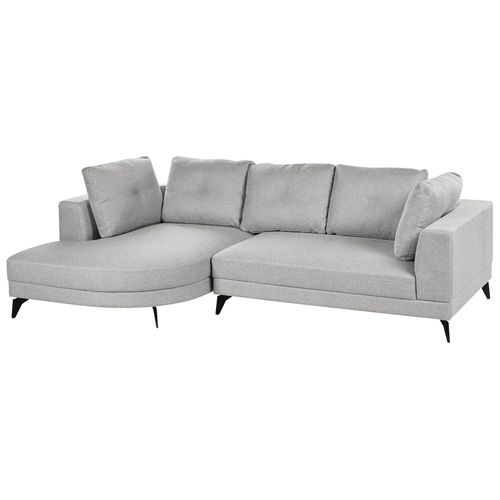 Canapé D'angle 3 Places Marum Lin Synthétique Gris Côté Droit