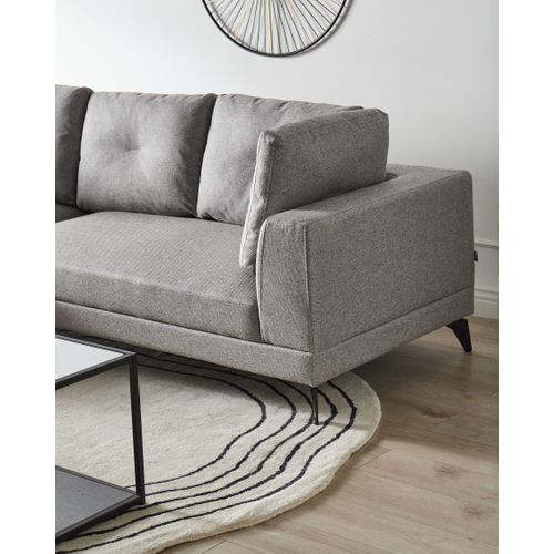 Canapé D'angle 3 Places Marum Lin Synthétique Gris Côté Droit