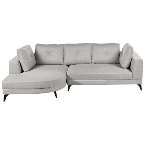 Canapé D'angle 3 Places Marum Lin Synthétique Gris Côté Droit