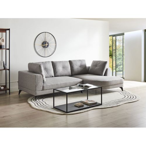 Canapé D'angle 3 Places Marum Lin Synthétique Gris Côté Gauche