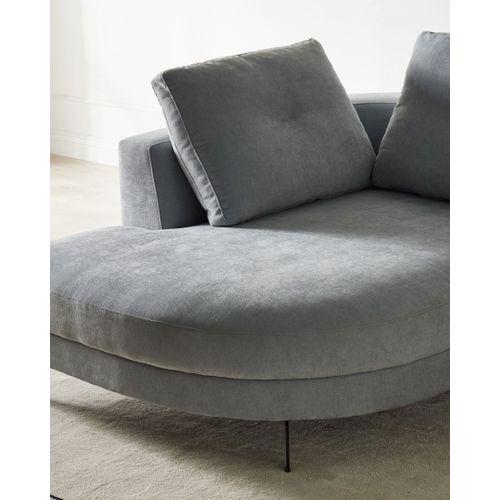 Chaise Longue Marum Tissu Chenille Bleu Clair