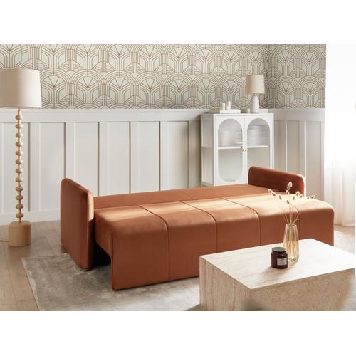 Canapé-lit 3 Places Egge Velours Marron Doré