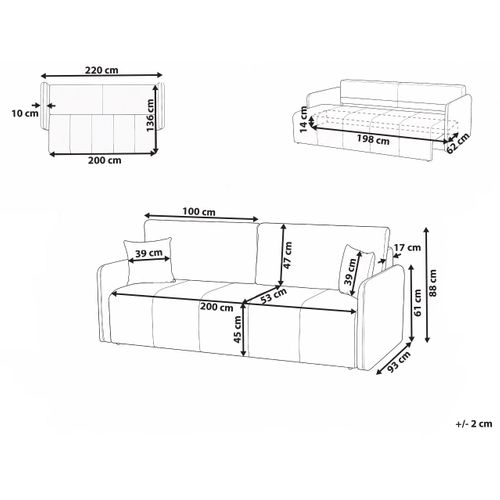 Canapé-lit 3 Places Egge Velours Marron Doré