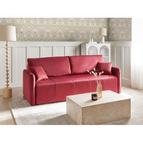 Canapé-lit 3 Places Egge Velours Rouge Bordeaux