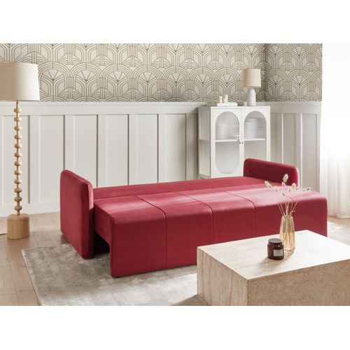 Canapé-lit 3 Places Egge Velours Rouge Bordeaux