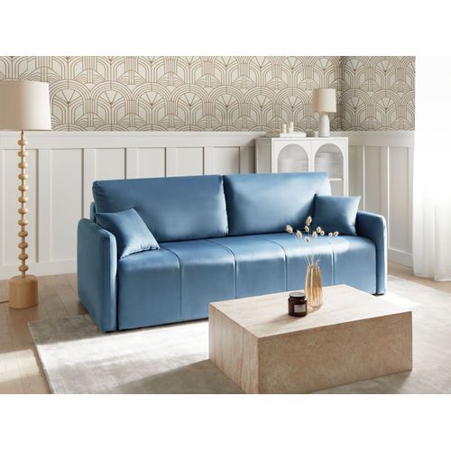 Canapé-lit 3 Places Egge Velours Bleu