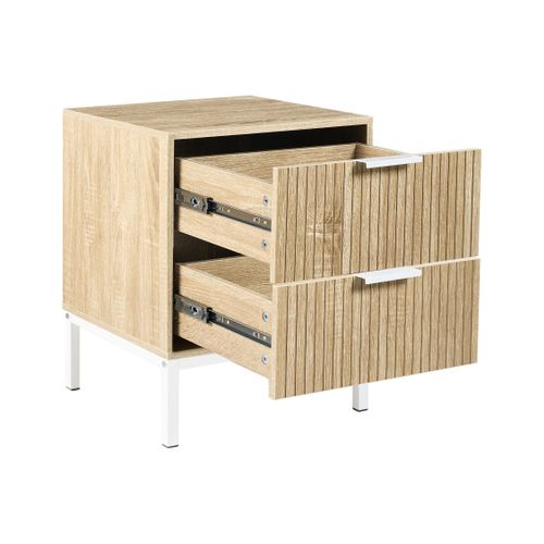 Table De Nuit à 2 Tiroirs Royalla Marron Clair