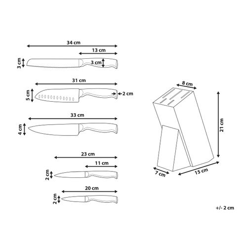 Lot De 5 Couteaux Dans Un Bloc Mashiko Argenté