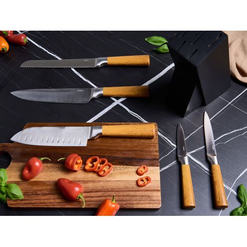 Lot De 5 Couteaux Dans Un Bloc Tochigi Marron