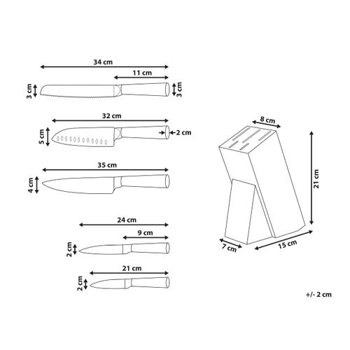 Lot De 5 Couteaux Dans Un Bloc Tochigi Marron
